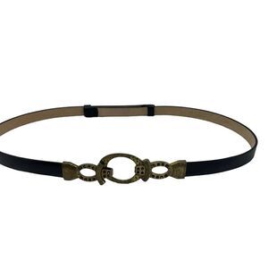 Chico's Thin Leather Belt with whimsigoth whimsifairy Art Deco Buckle L #hg1